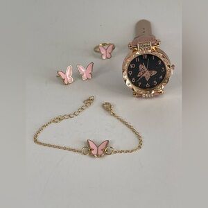 Pink Butterfly Jewelry Set